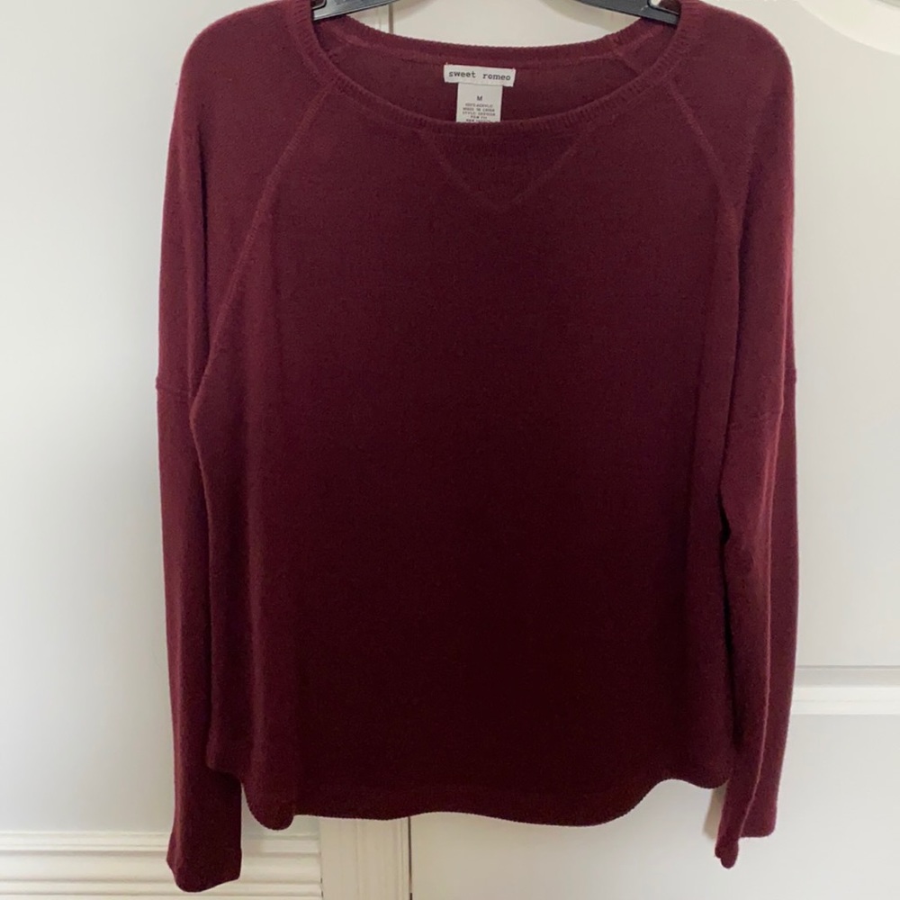 Sweet Romeo Burgundy Crew Neck Sweater